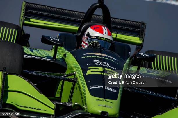 Charlie Kimball drives the Chevrolet IndyCar on the track during practice for the Firestone Grand Prix of Saint Petersburg IndyCar race on March 9,...