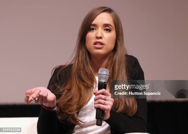 Executive producer Christina Schwarzenegger speaks onstage at the premiere of "Take Your Pills" during SXSW at Vimeo on March 9, 2018 in Austin,...