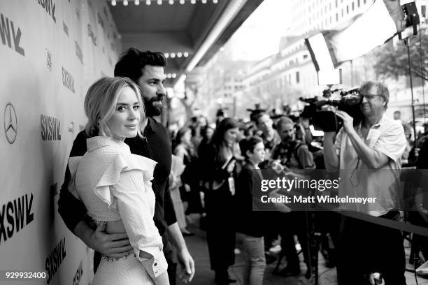 Emily Blunt and John Krasinski attend the "A Quiet Place" Premiere 2018 SXSW Conference and Festivals at Paramount Theatre on March 9, 2018 in...