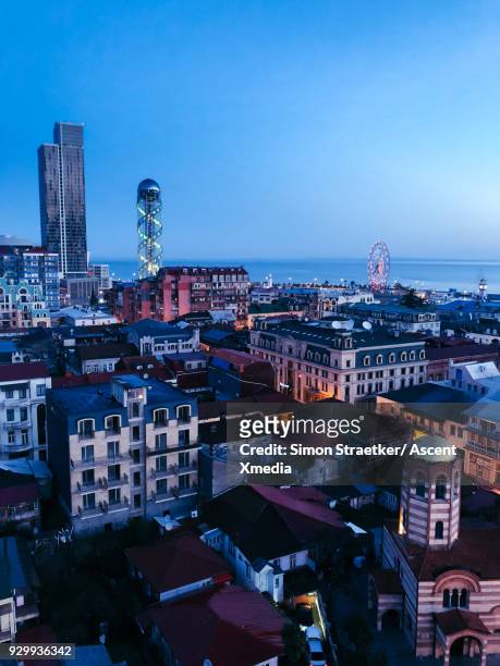 raised viewpoint of urban skyline at dawn - ajaria stock pictures, royalty-free photos & images