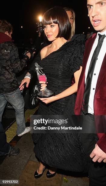 Dannii Minogue leaves the Cosmopolitan Ultimate Women Of The Year Awards at Banqueting House on November 11, 2009 in London, England.