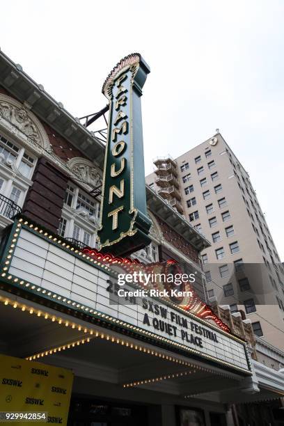 Exterior shot of The Paramount Theater during the Opening Night Screening and World Premiere of 'A Quiet Place' during the 2018 SXSW Film Festival on...