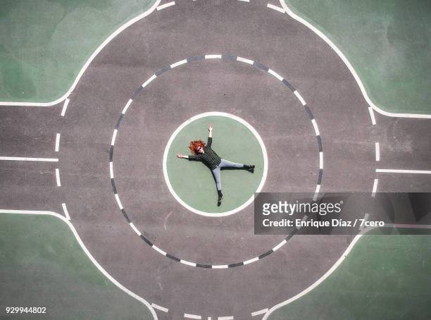 roundabout redhead - aerial people circle stock pictures, royalty-free photos & images