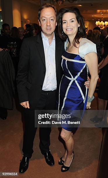 Geordie Greig and wife Kathryn attend a party hosted by Johnny Walker Blue Label and William & Son to launch their limited edition backgammon set on...