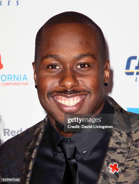 Player Damion Square attends the American Red Cross Annual Humanitarian Celebration to honor the Los Angeles Chargers at Skirball Cultural Center on...