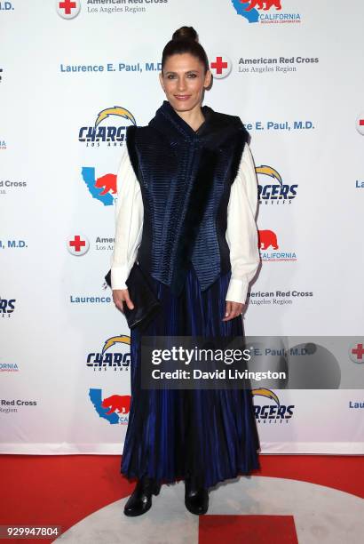 Actress Lili Bordan attends the American Red Cross Annual Humanitarian Celebration to honor the Los Angeles Chargers at Skirball Cultural Center on...