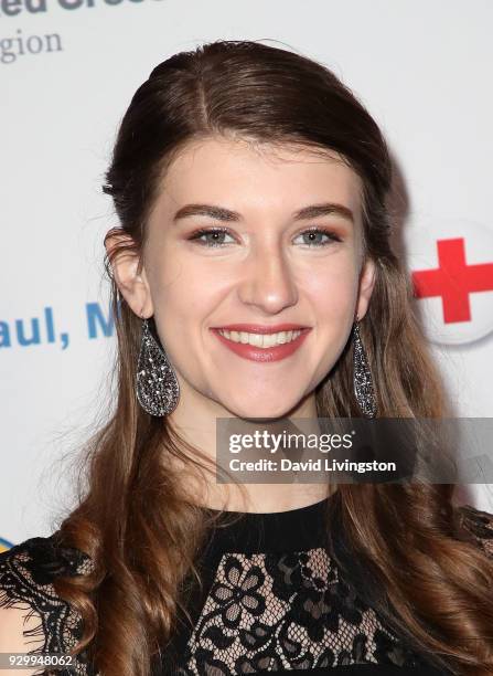 Actress Casey Burke attends the American Red Cross Annual Humanitarian Celebration to honor the Los Angeles Chargers at Skirball Cultural Center on...