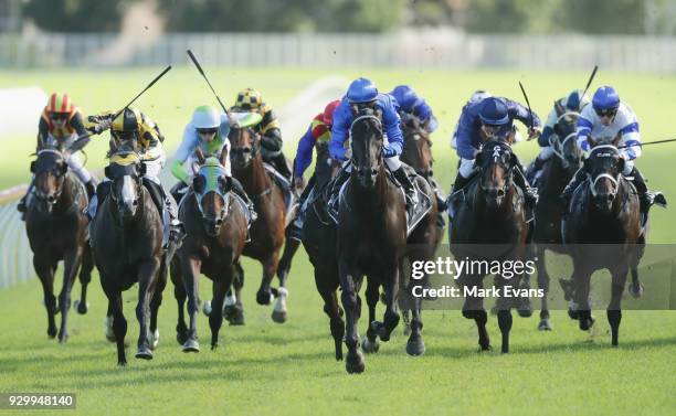 Glyn Schofield on Kementari wins race 7 the Randwick Guineas during Sydney Racing at Royal Randwick Racecourse on March 10, 2018 in Sydney, Australia.