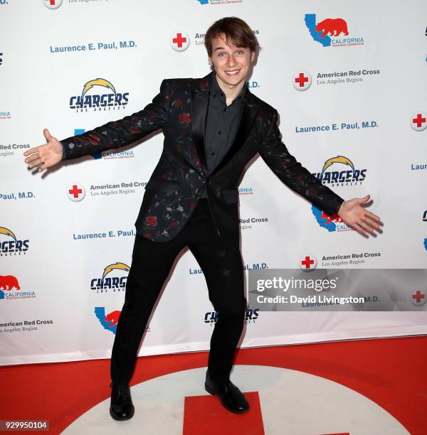 Actor C.J. Valleroy attends the American Red Cross Annual Humanitarian Celebration to honor the Los Angeles Chargers at Skirball Cultural Center on...