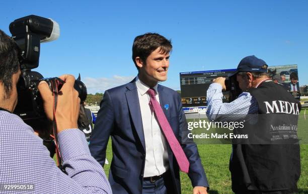 Trainer James Cummings after winning race 7 with Kementari in The Randwick Guineas during Sydney Racing at Royal Randwick Racecourse on March 10,...