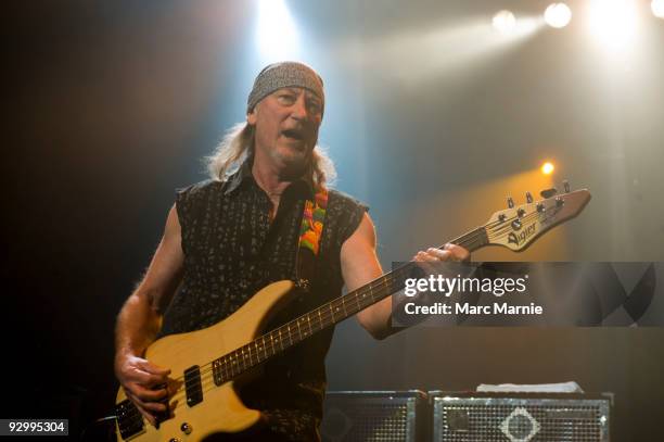 Roger Glover of Deep Purple perform at Clyde Auditorium on November 11, 2009 in Glasgow, Scotland.