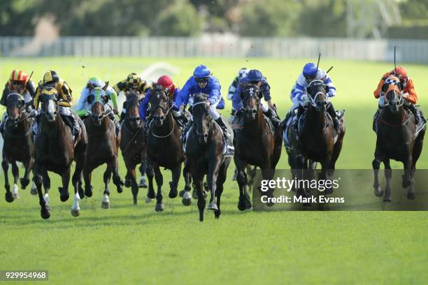 Glyn Schofield on Kementari wins race 7 the Randwick Guineas during Sydney Racing at Royal Randwick Racecourse on March 10, 2018 in Sydney, Australia.