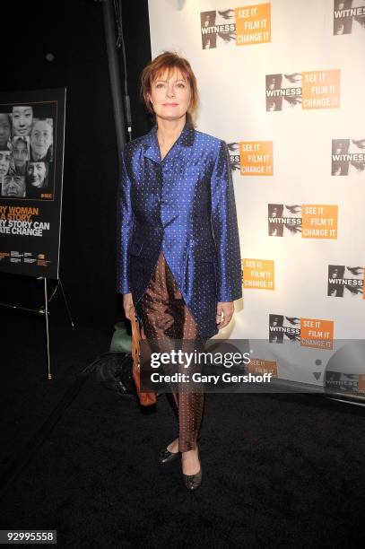 Actress/activist Susan Sarandon attends the 5th annual Focus for Change benefit dinner & concert at Roseland Ballroom on November 11, 2009 in New...