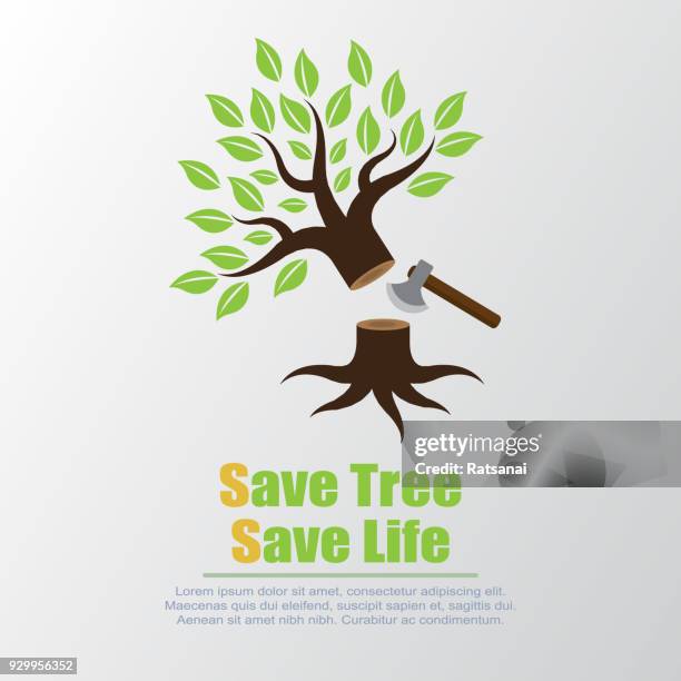 cut down trees - cutting trees stock illustrations
