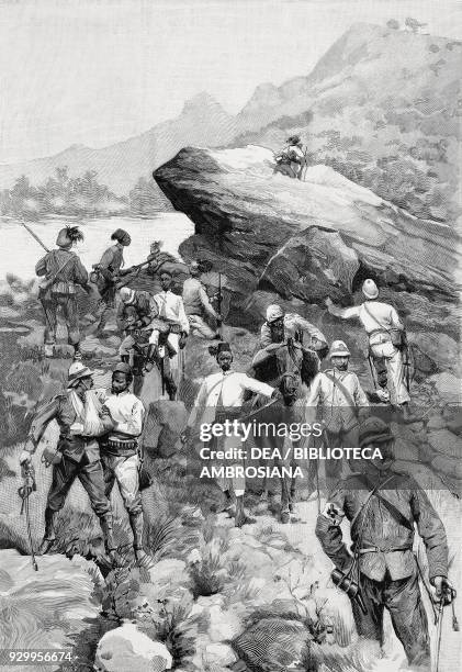 Survivors of the Battle of Adwa retruning to Asmara, Italo-Abyssinian War, Ethiopia, drawing by Eduardo Ximenes , from L'Illustrazione Italiana, Year...