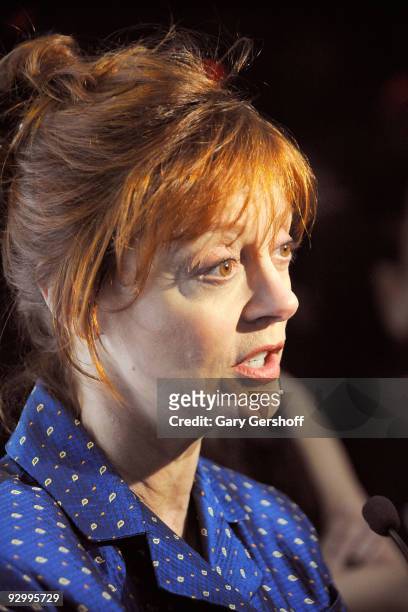 Actress/activist Susan Sarandon attends the 5th annual Focus for Change benefit dinner & concert at Roseland Ballroom on November 11, 2009 in New...