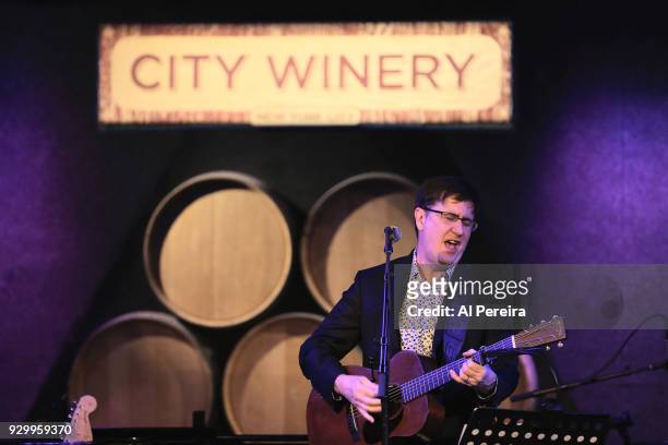 John Darnielle performs as part of the Wesley Stace's Cabinet of Wonders variety show at City Winery on March 9, 2018 in New York City.