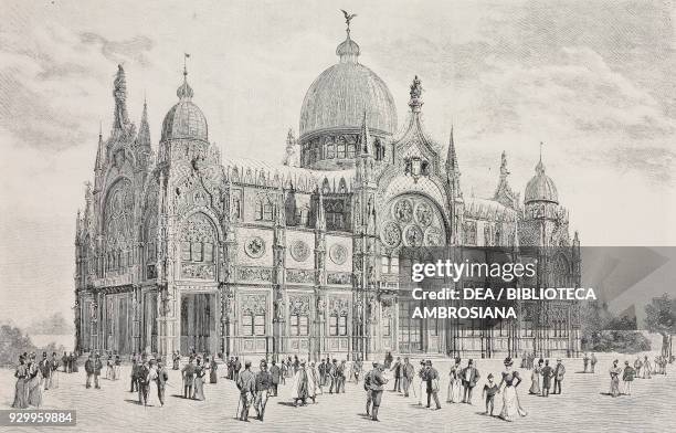 Italian pavilion at the Paris Universal Exhibition in 1900, designed by the architect Carlo Ceppi , from L'Illustrazione Italiana, Year XXVI, No 45,...