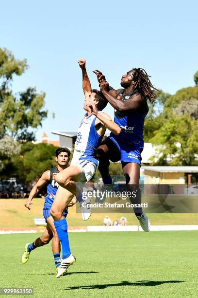 Nic Naitanui competes in the WAFL pre-season match between East Fremantle and East Perth on March 10, 2018 in Perth, Australia.