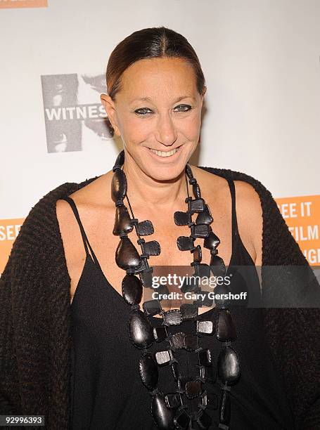 Fashion designer Donna Karan attends the 5th annual Focus for Change benefit dinner & concert at Roseland Ballroom on November 11, 2009 in New York...