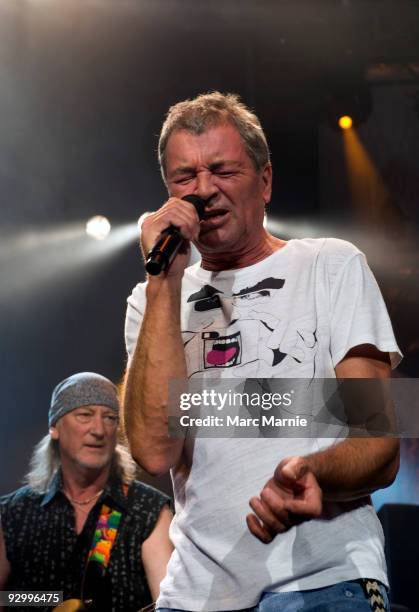 Roger Glover and Ian Gillan of Deep Purple perform at Clyde Auditorium on November 11, 2009 in Glasgow, Scotland.