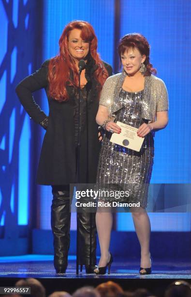 Singers Wynonna Judd and Naomi Judd speak onstage during the 43rd Annual CMA Awards at the Sommet Center on November 11, 2009 in Nashville, Tennessee.