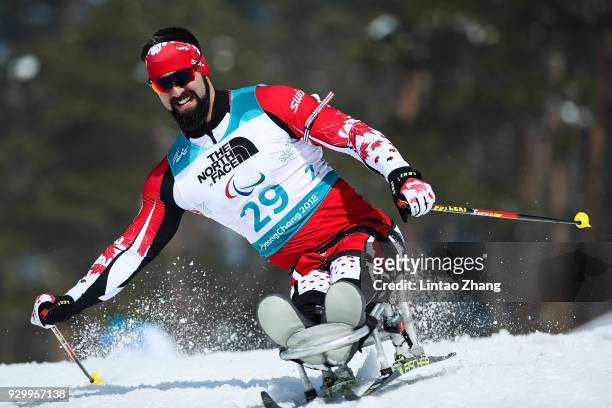 Collin Cameron of Canada competes in the Men's 7.5KM Sitting Biathlon event at Alpensia Biathlon Centre during day one of the PyeongChang 2018...