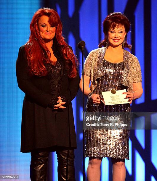 Wynonna and Naomi Judd onstage at the 43rd Annual CMA Awards at the Sommet Center on November 11, 2009 in Nashville, Tennessee.