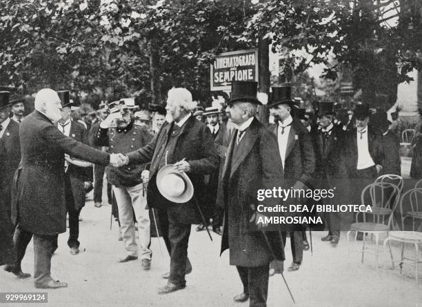 Ludwig Forrer, President of the Swiss Confederation, visiting the International Exhibition in Milan, Italy, photograph by Adolfo Croce, from...