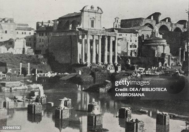 The Roman Forum during the flood of the Tiber river, Rome, Lazio, Italy, photograph by Fernando du Bois, from L'Illustrazione Italiana, Year XXVII,...