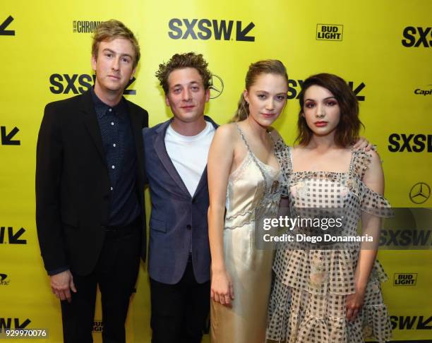 Joey Power, Jeremy Allen White, Maika Monroe and Hannah Marks attend the premiere of "Shotgun" during SXSW at Stateside Theater on March 9, 2018 in...