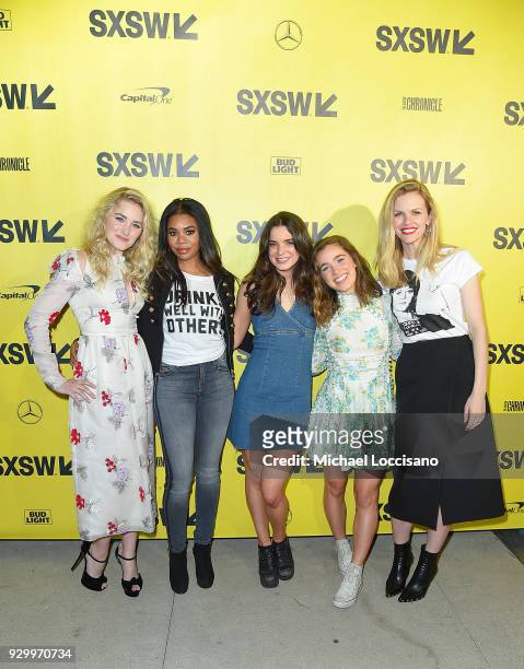 Actresses AJ Michalka, Regina Hall, Dylan Gelula, Haley Lu Richardson and Brooklyn Decker attend the "Support The Girls" premiere during the 2018...