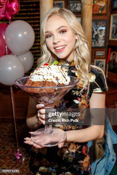 Actress Jordyn Jones celebrates her18th birthday at Buca di Beppo on March 9, 2018 in Los Angeles, California.