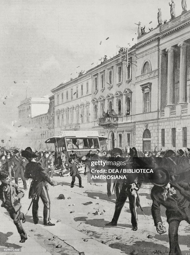 Revolt in front of Palazzo Saporiti, Corso Venezia