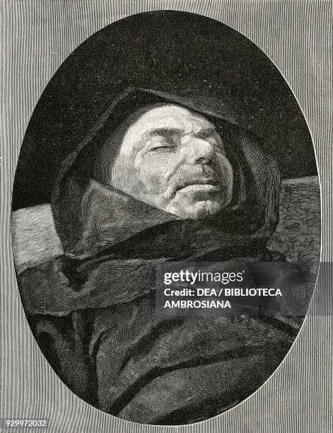 Dead monk, painting by Velasquez in the Brera art gallery, Milan, Italy, photograph by Marcozzi, from L'Illustrazione Italiana, Year XXII, No 45,...
