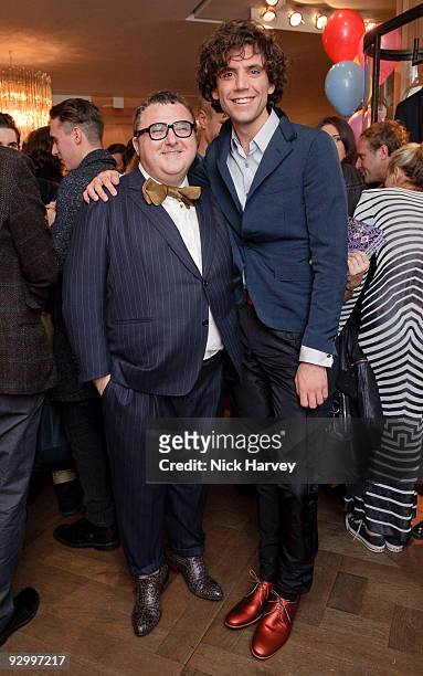 Designer Alber Elbaz and singer Mika attend the Lanvin Party to celebrate the release of Mika's EP 'Songs Of Sorrow' on November 11, 2009 in London,...