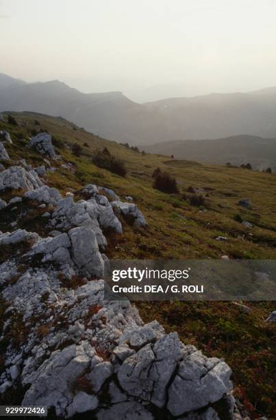 Panoramic view from the Colma di Malcesine, Veneto, Trentino-Alto Adige, Italy.