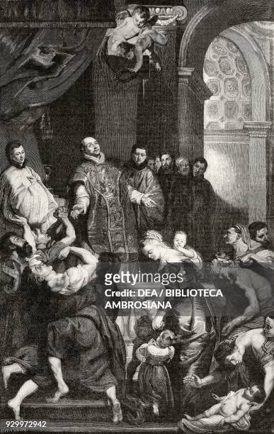 Miracles of St Ignatius of Loyola, painting by Pieter Paul Rubens , photograph by Noach, from L'Illustrazione Italiana, Year XXII, No 50, December...