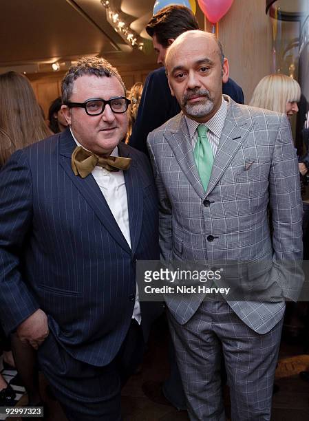 Designers Alber Elbaz and Christian Louboutin attend the Lanvin Party to celebrate the release of Mika's EP 'Songs Of Sorrow' on November 11, 2009 in...