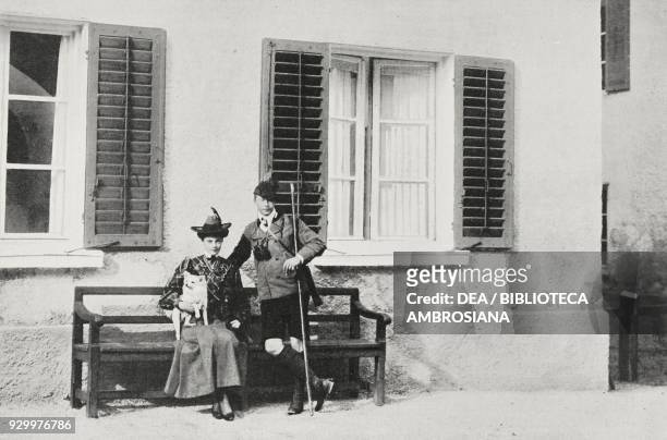 German Crown Prince Wilhelm and his wife Duchess Cecilie of Mecklenburg-Schwerin in Bavarian costumes, Monaco, Germany, photograph by Croce, from...