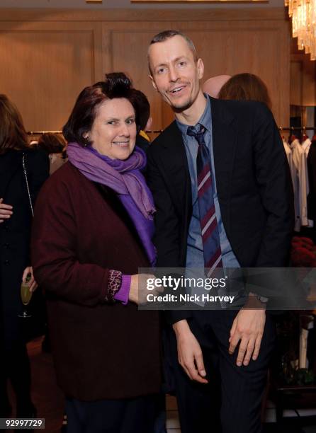 Designer Lucas Ossendrijver and fashion reporter Suzy Menkes attend the Lanvin Party to celebrate the release of Mika's EP 'Songs Of Sorrow' on...