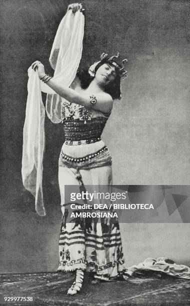 Portrait of Solomiya Krushelnytska , Ukrainian soprano, in the role of Salome, photograph by Varischi, Artico and C, from L'Illustrazione Italiana,...