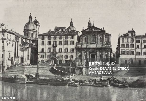 View of San Girolamo dei Croati on the port of Ripetta , on the Tiber, Rome, Italy, photo by Tuminello, from L'illustrazione Italiana, Year XXVIII,...