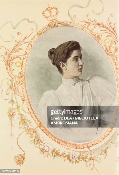 Colour portrait of Princess Elena of Montenegro , from L'Illustrazione Italiana, Year XXIII, No 43, October 25, 1896.
