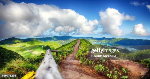 sete cidades sicht - sao miguel stock-fotos und bilder