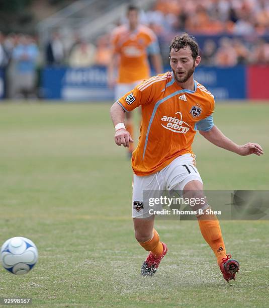 Brad Davis of the Houston Dynamo playing against the Seattle Sounders on November 8, 2009 at Robertson Stadium in Houston, Texas.