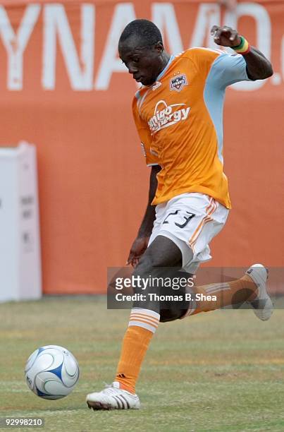 Dominic Oduro of the Houston Dynamo playing against the Seattle Sounders on November 8, 2009 at Robertson Stadium in Houston, Texas.