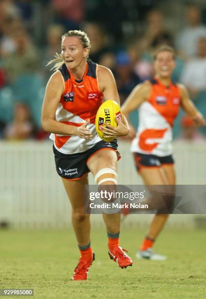 Tanya Hetherington of the Giants in action during the round six AFLW match between the Greater Western Sydney Giants and the Western Bulldogs at UNSW...
