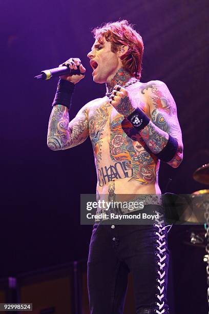 November 06: Singer Josh Todd of Buckcherry performs at the United Center in Chicago, Illinois on November 06, 2009.