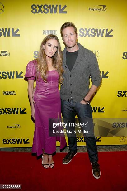 Elizabeth Chambers and Armie Hammer attend the screening of "Final Portrait" during the South By Southwest Conference and Festivals at the Paramount...